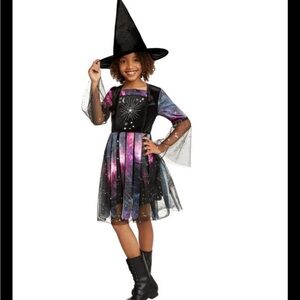 Luna Witch Girls Purple Tutu Halloween Dress & Hat Small (4-6) New Princess. 2 p